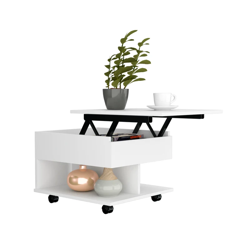 Mesa de Centro Elevable Luanda, con ruedas , Wengue