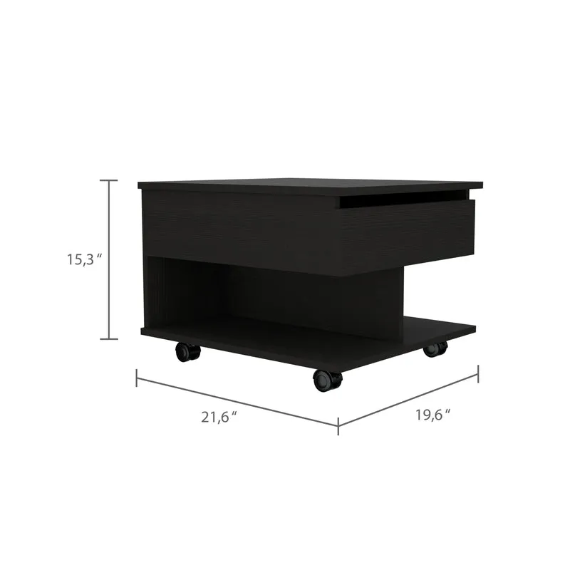 Mesa de Centro Elevable Luanda, con ruedas , Wengue