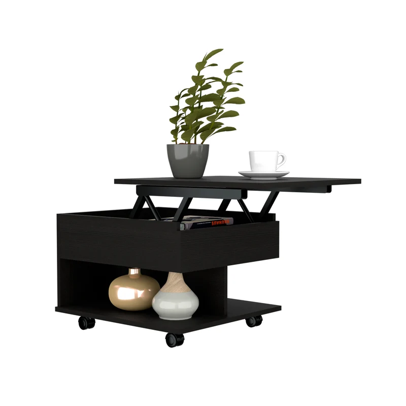 Mesa de Centro Elevable Luanda, con ruedas , Wengue