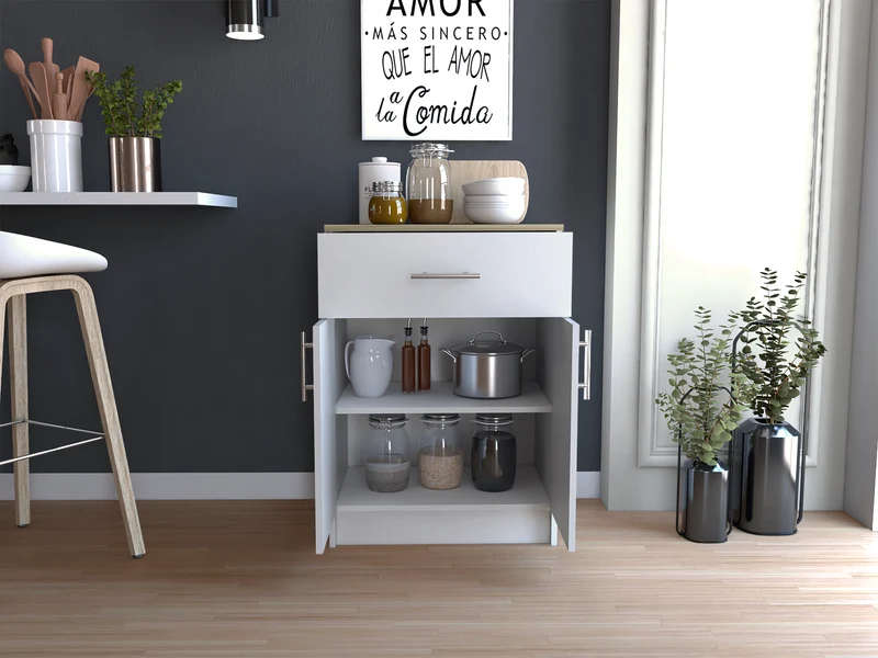Mueble despensa mayorca en Melamina, con cajón de riel metálico