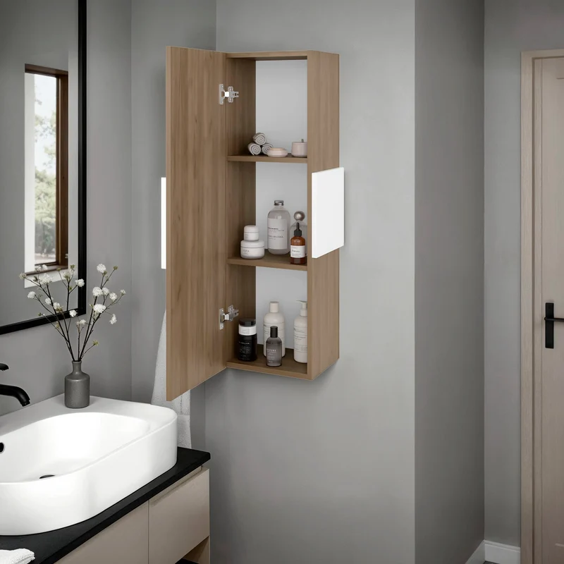 Botiquín Vanguard en Melamina, con tres estantes internos y una puerta