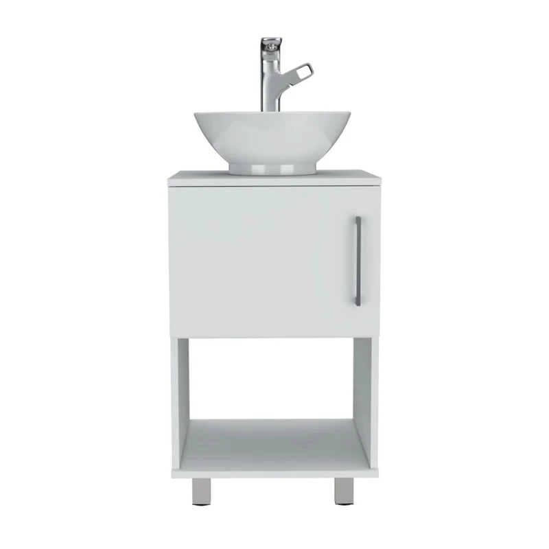 Mueble bajo para lavabo Gouda en Melamina,con almacenamiento y lavamanos de ceramica.
