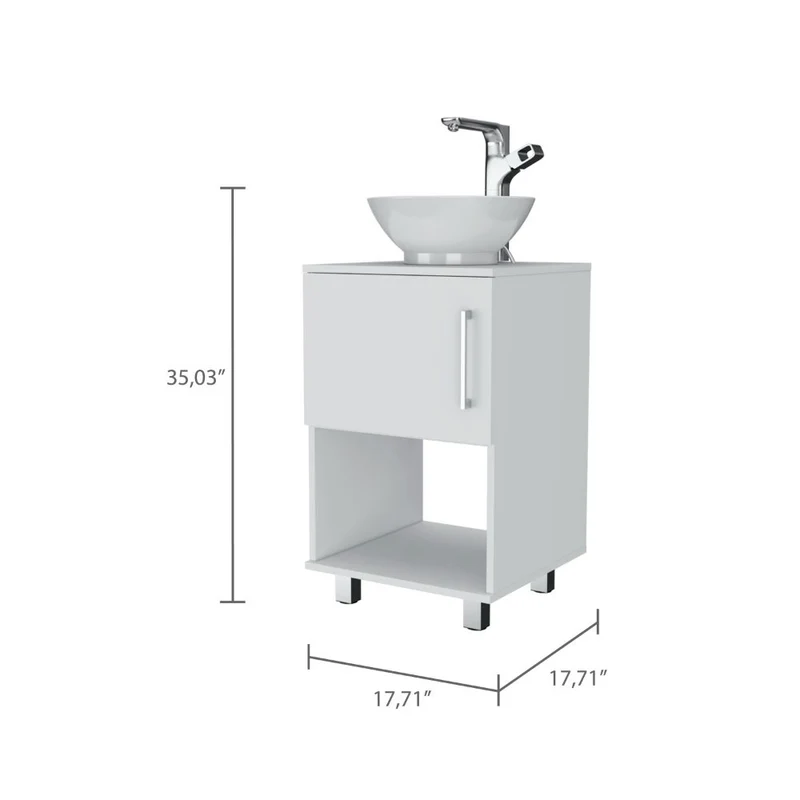 Mueble bajo para lavabo Gouda en Melamina,con almacenamiento y lavamanos de ceramica.