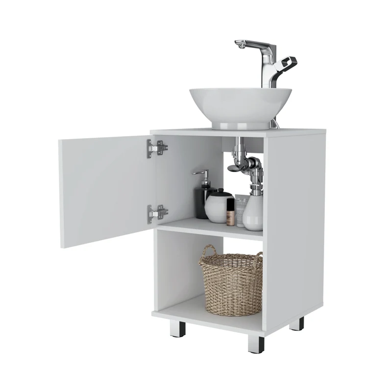Mueble bajo para lavabo Gouda en Melamina,con almacenamiento y lavamanos de ceramica.