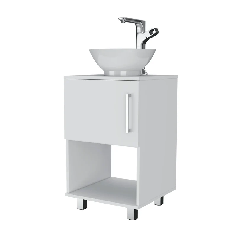 Mueble bajo para lavabo Gouda en Melamina,con almacenamiento y lavamanos de ceramica.