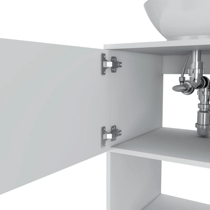 Mueble bajo para lavabo Gouda en Melamina,con almacenamiento y lavamanos de ceramica.