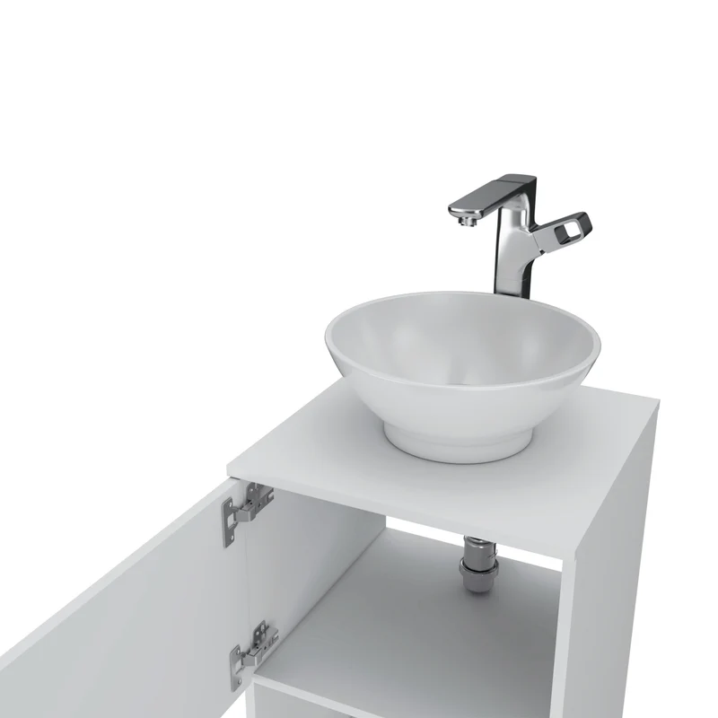 Mueble bajo para lavabo Gouda en Melamina,con almacenamiento y lavamanos de ceramica.
