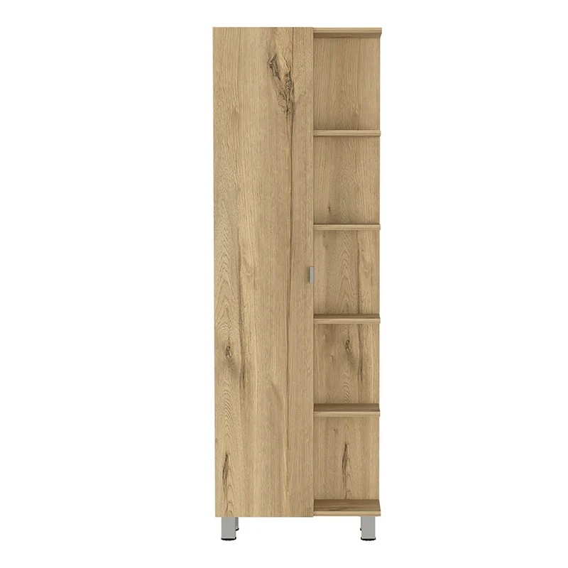 Columna de baño urano en Melamina, con cinco estantes externos y cuatro estantes internos.