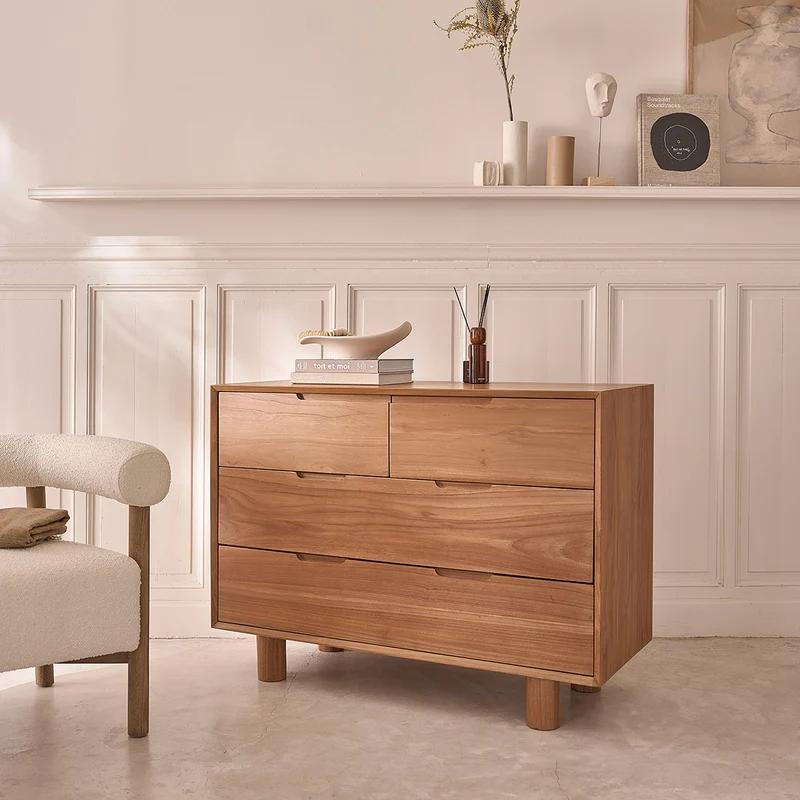 Cómoda de teca maciza 110 cm