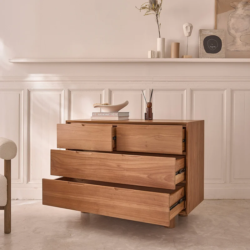 Cómoda de teca maciza 110 cm