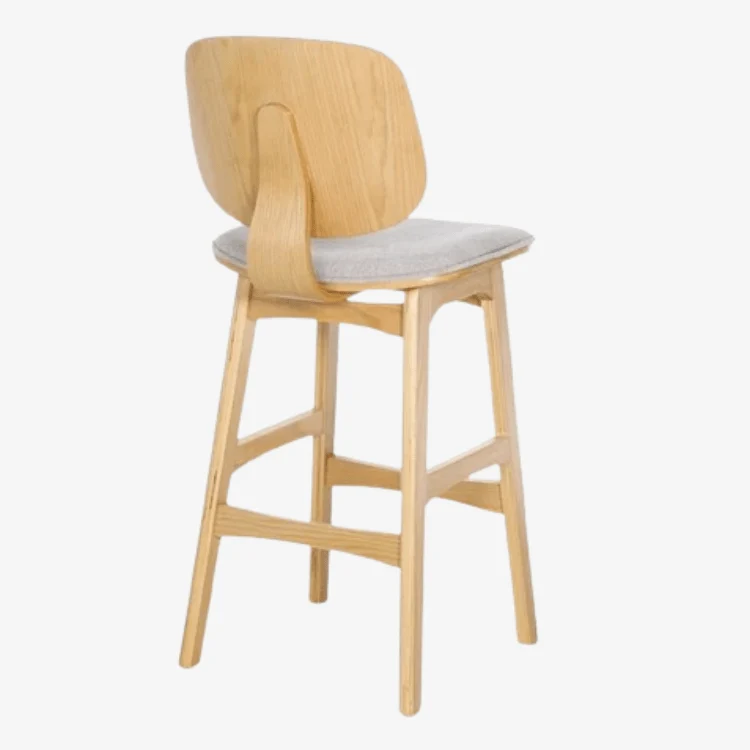 Pack 2 Taburete madera natural y tapizado H65 Everly