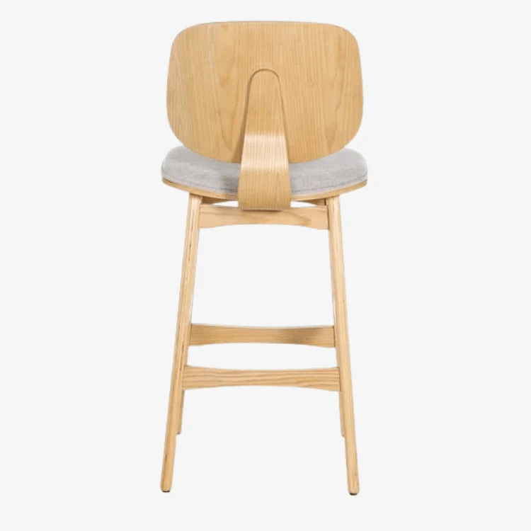 Pack 2 Taburete madera natural y tapizado H65 Everly