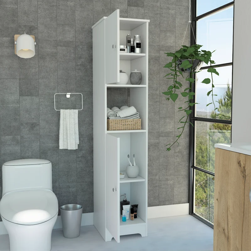 Columna de baño Ibis en Melamina con 2 puertas y 1 estante