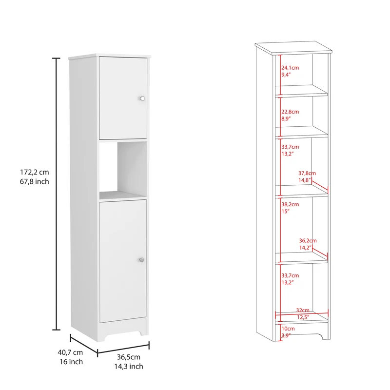 Columna de baño Ibis en Melamina con 2 puertas y 1 estante