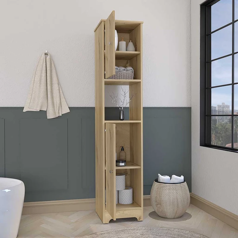 Columna de baño Ibis en Melamina con 2 puertas y 1 estante