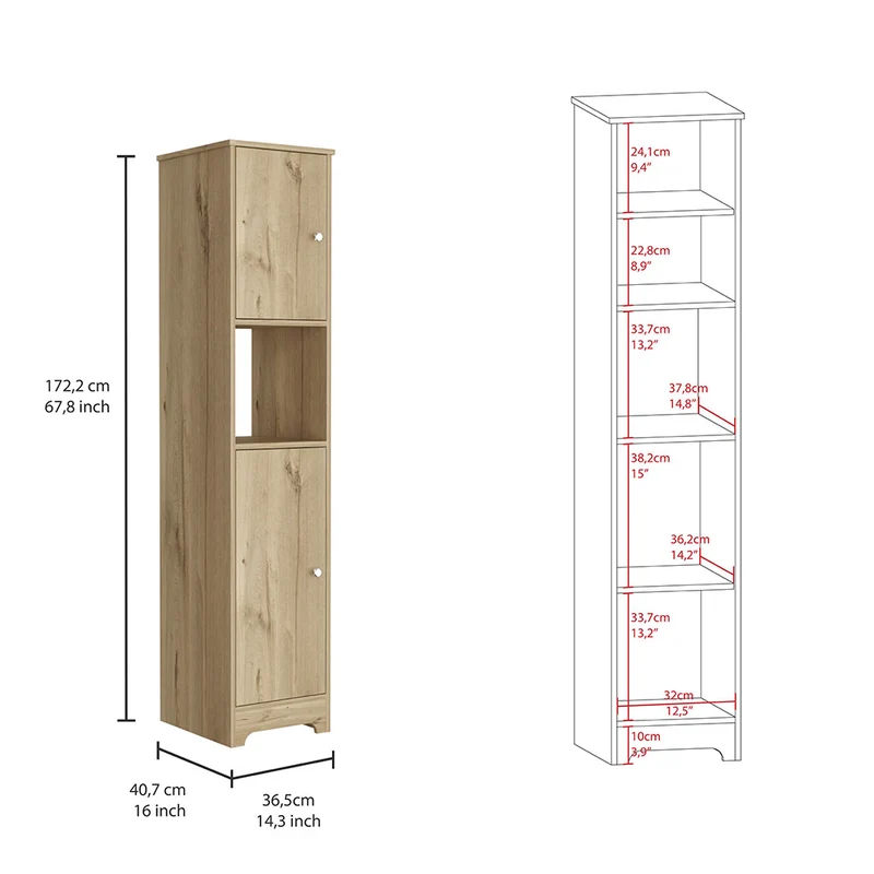 Columna de baño Ibis en Melamina con 2 puertas y 1 estante