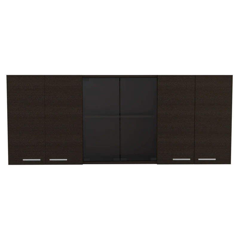 Mueble de Pared Cocina con Cristal 150 en Melamina, con multiples puertas