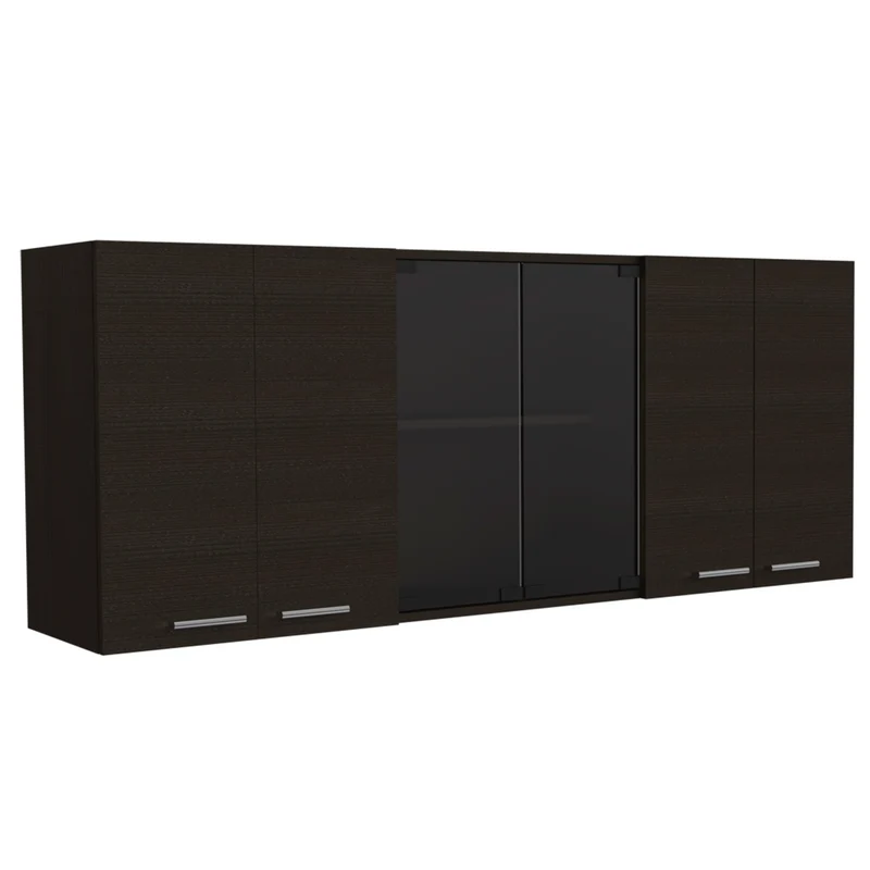 Mueble de Pared Cocina con Cristal 150 en Melamina, con multiples puertas
