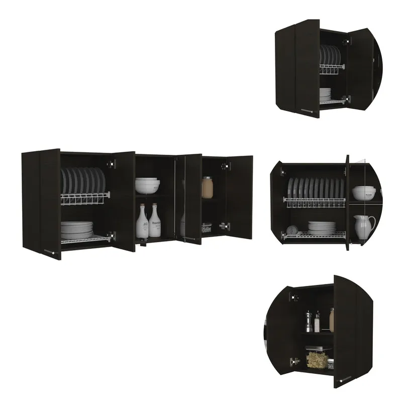 Mueble de Pared Cocina con Cristal 150 en Melamina, con multiples puertas