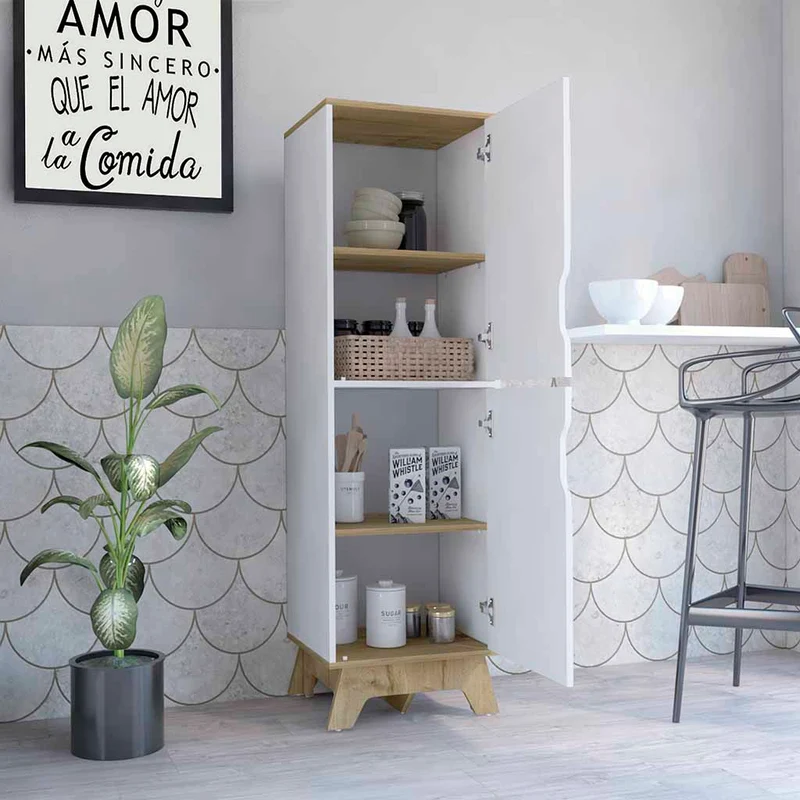 Mueble auxiliar de cocina alto Pamplona en Melamina con 4 estantes y 2 puertas