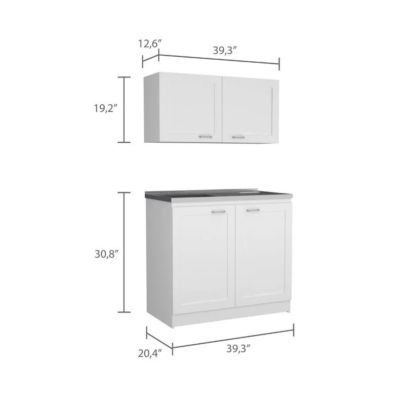 Set de Cocina Zurich, con Mueble Inferior y Superior, Blanco
