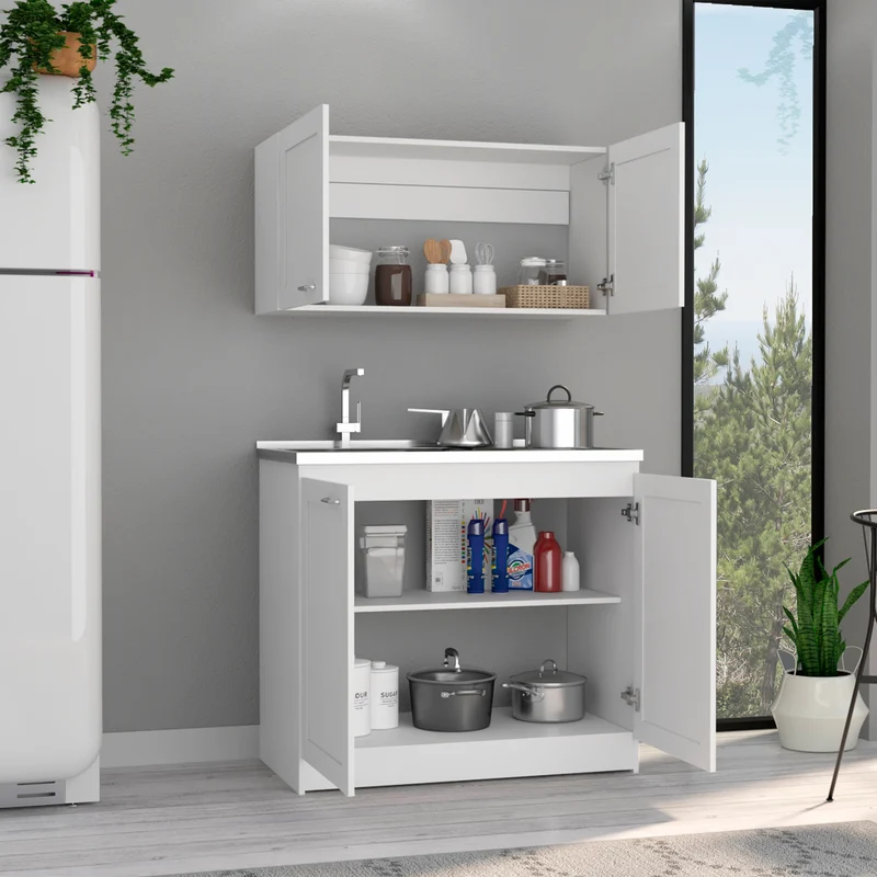 Set de Cocina Zurich, con Mueble Inferior y Superior, Blanco