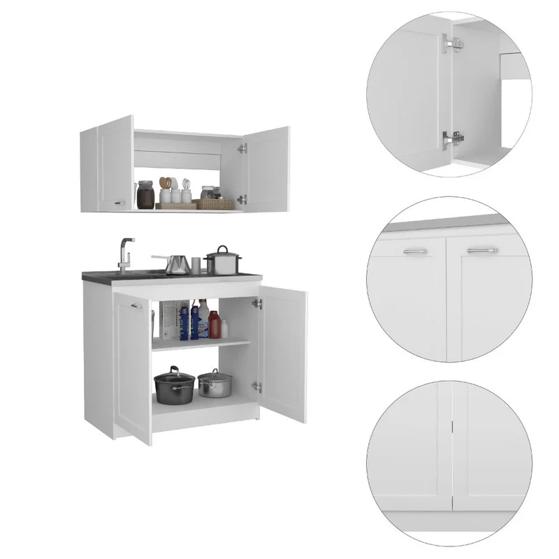 Set de Cocina Zurich, con Mueble Inferior y Superior, Blanco