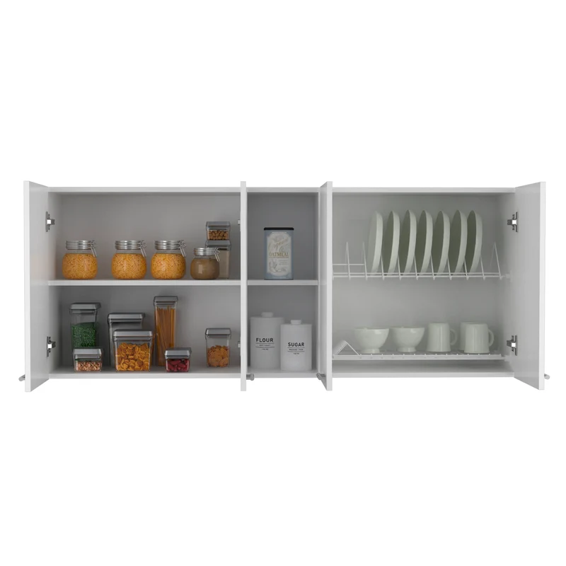Mueble de Pared Cocina Portofino 150, Amplio y Práctico, con Puertas y Estantes para Platos, Blanco