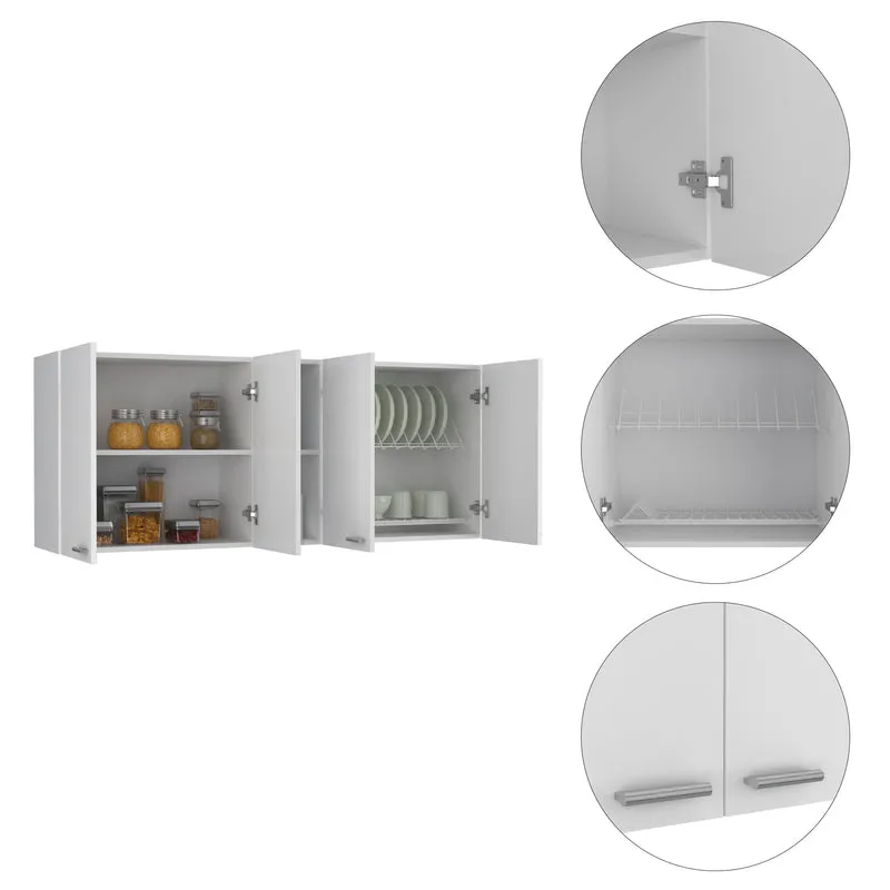 Mueble de Pared Cocina Portofino 150, Amplio y Práctico, con Puertas y Estantes para Platos, Blanco