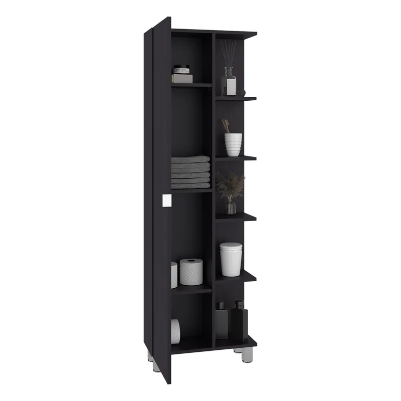 Mueble Alto de Baño Urano con Espejo, Diseño Moderno con Múltiples Repisas, Wengue
