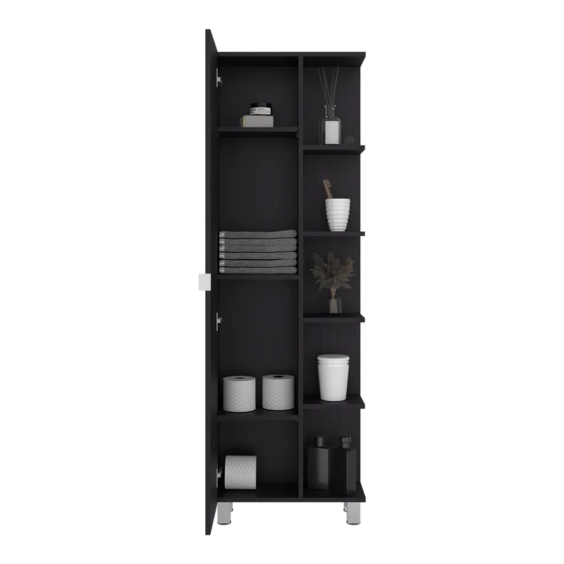 Mueble Alto de Baño Urano con Espejo, Diseño Moderno con Múltiples Repisas, Wengue