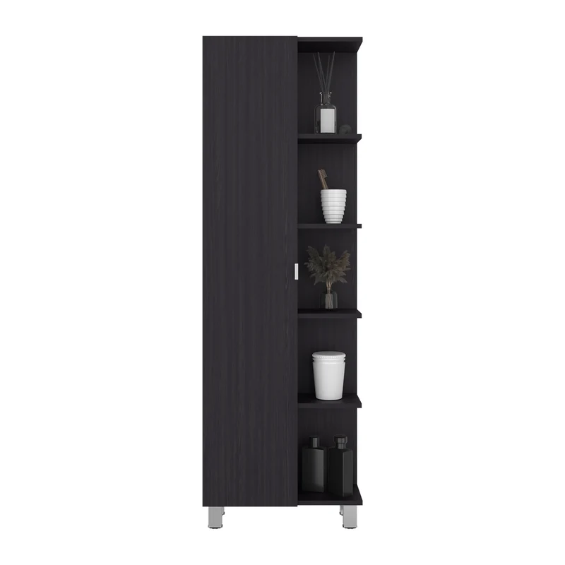 Mueble Alto de Baño Urano con Espejo, Diseño Moderno con Múltiples Repisas, Wengue