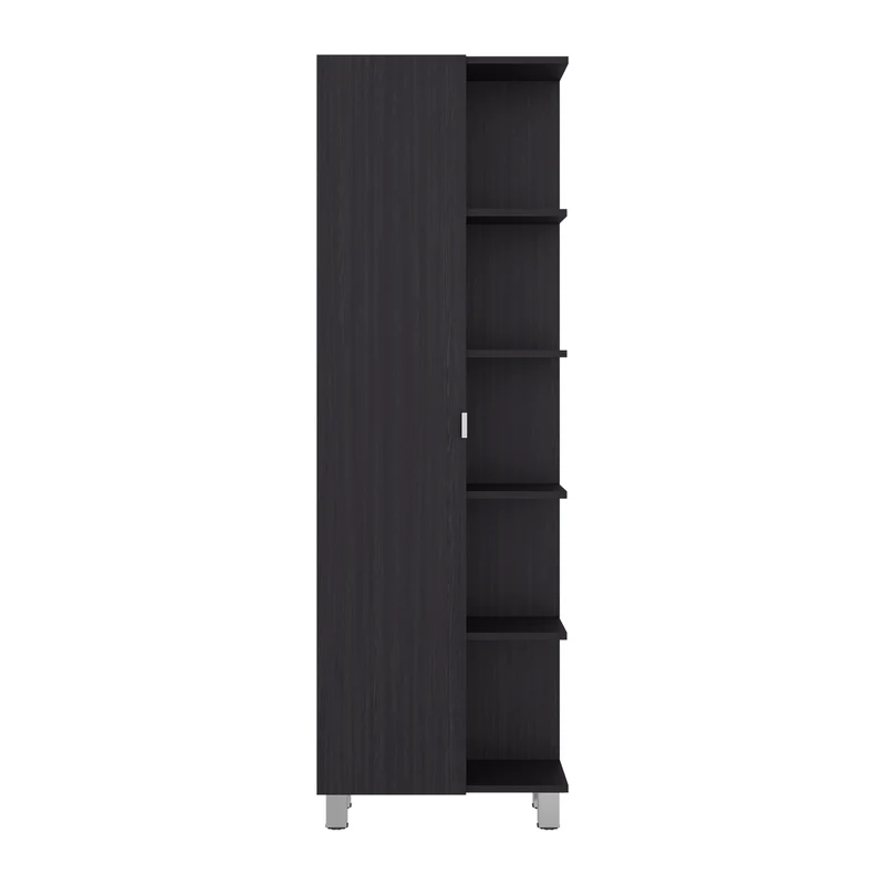 Mueble Alto de Baño Urano con Espejo, Diseño Moderno con Múltiples Repisas, Wengue