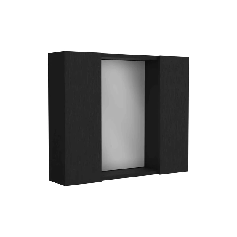 Armario Artemisa para Baño con Espejo Central y Almacenamiento Multi-Estante, Wengue