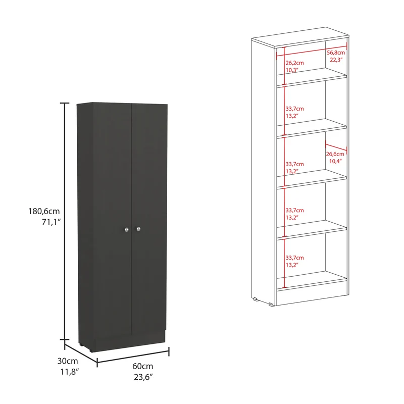Armario Multifuncional Z 60, con dos puertas y estantes internos, Wengue
