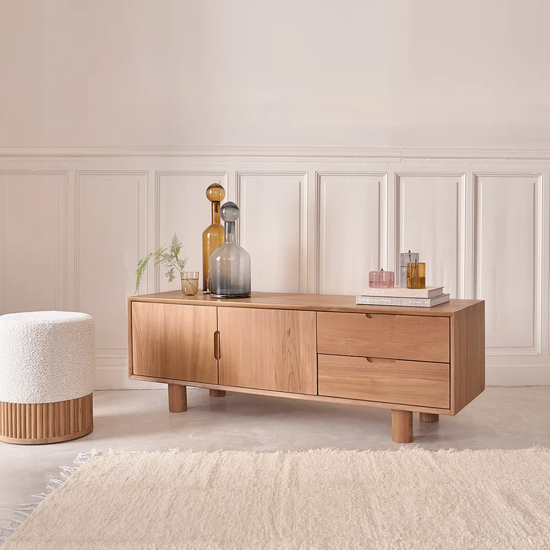 Mueble de TV de teca maciza de 150 cm