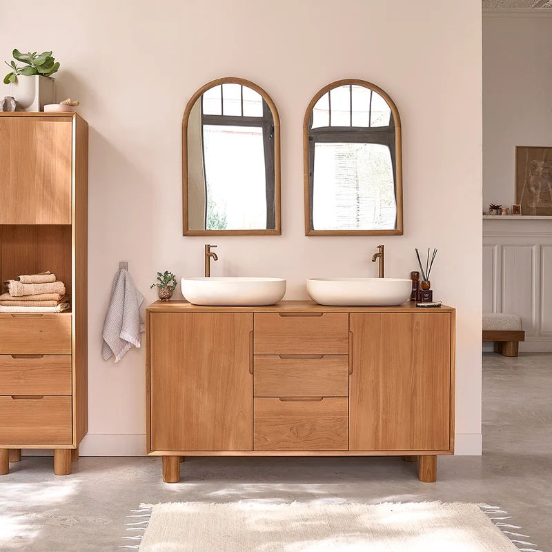 Mueble de baño de teca maciza 140 cm