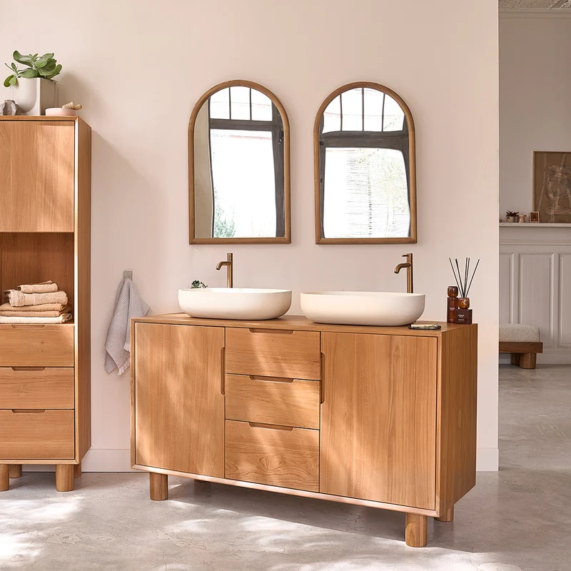 Mueble de baño de teca maciza 140 cm