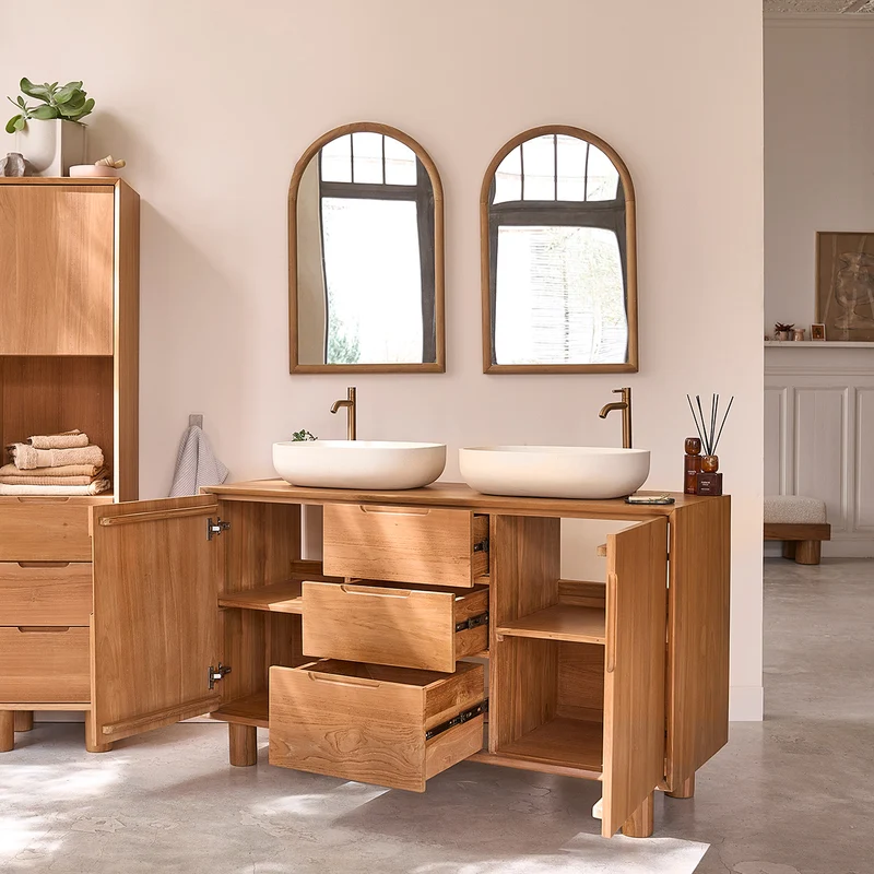 Mueble de baño de teca maciza 140 cm
