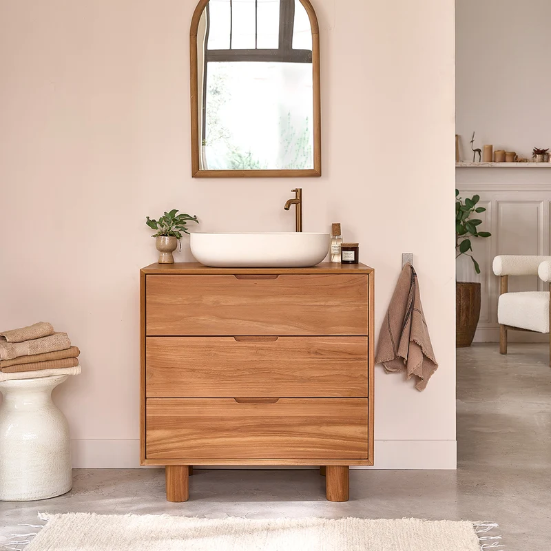 Mueble de baño de teca maciza 80 cm