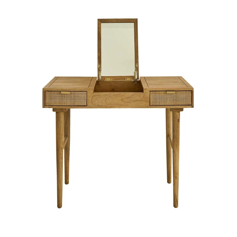 Escritorio de mango macizo y rejilla 90 cm