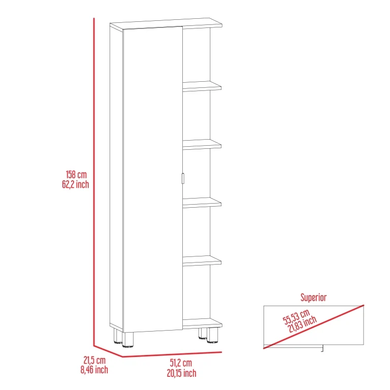 Mueble Alto de Baño Urano, con 5 estantes