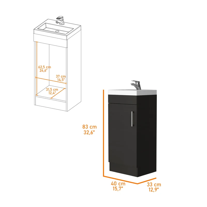 Mueble lavabo Madrid con puerta de armario
