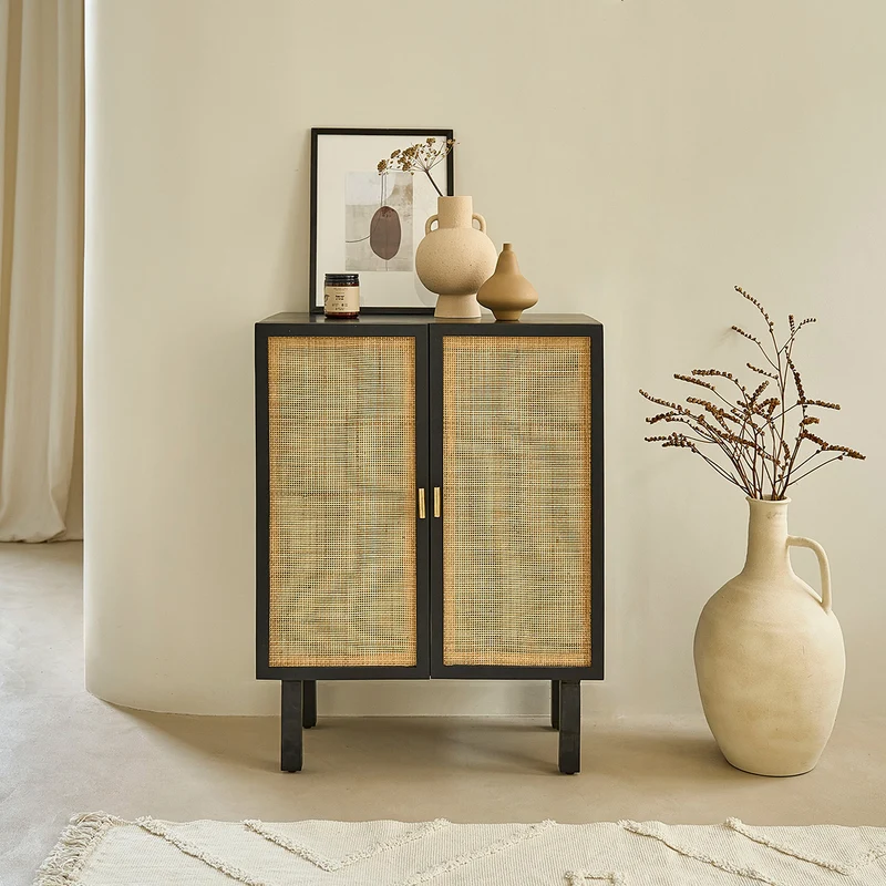 Aparador de mango macizo y rejilla 68 cm