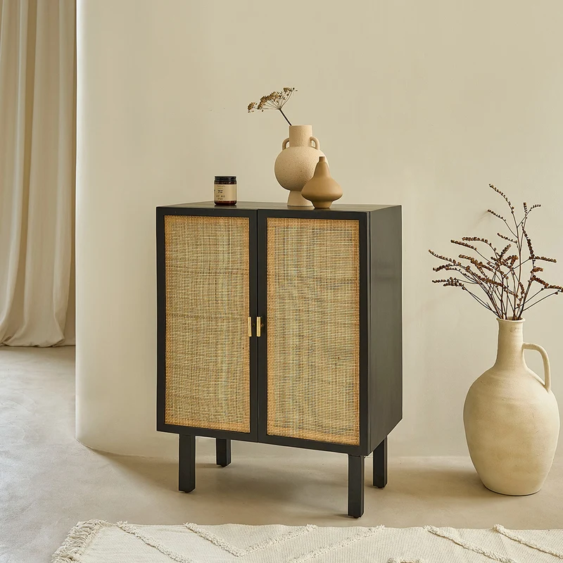 Aparador de mango macizo y rejilla 68 cm
