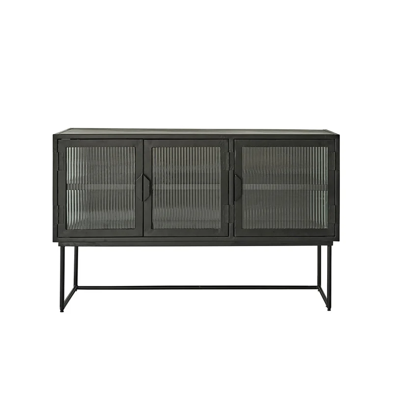 Aparador de metal y cristal acanalado de 120 cm
