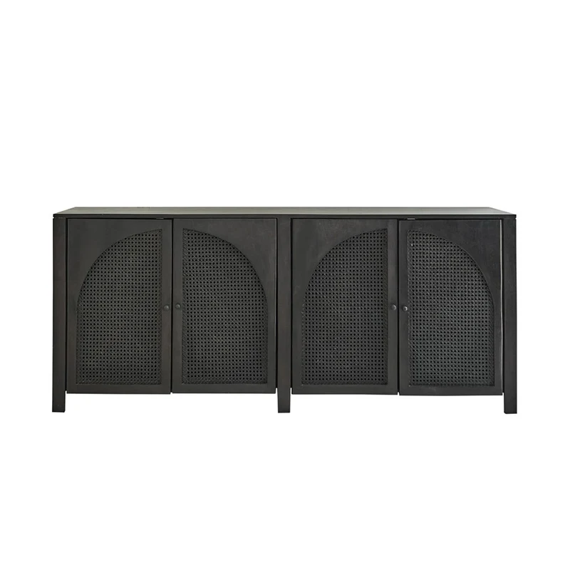 Aparador de mango macizo y rejilla negra de 175 cm