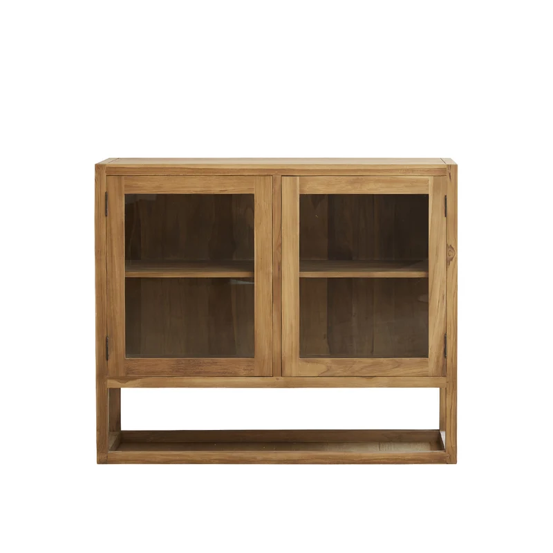 Aparador de teca maciza y cristal 120 cm