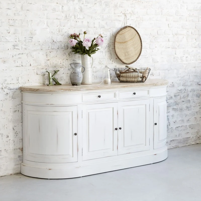 Aparador de caoba y teca maciza 180 cm blanco