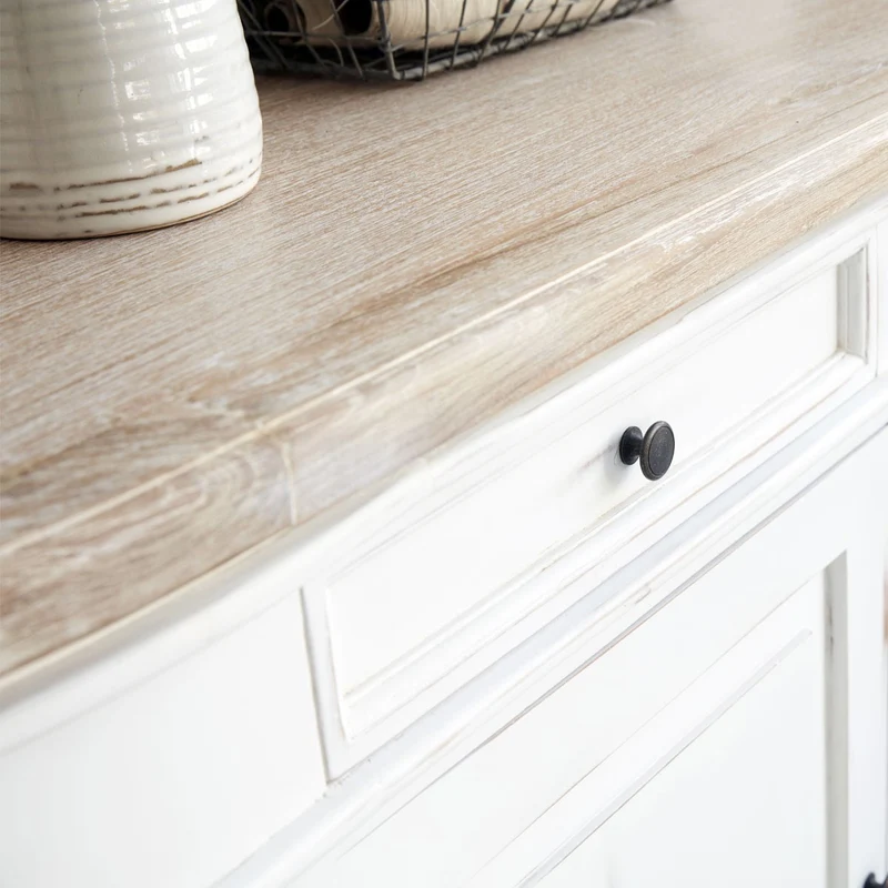 Aparador de caoba y teca maciza 180 cm blanco